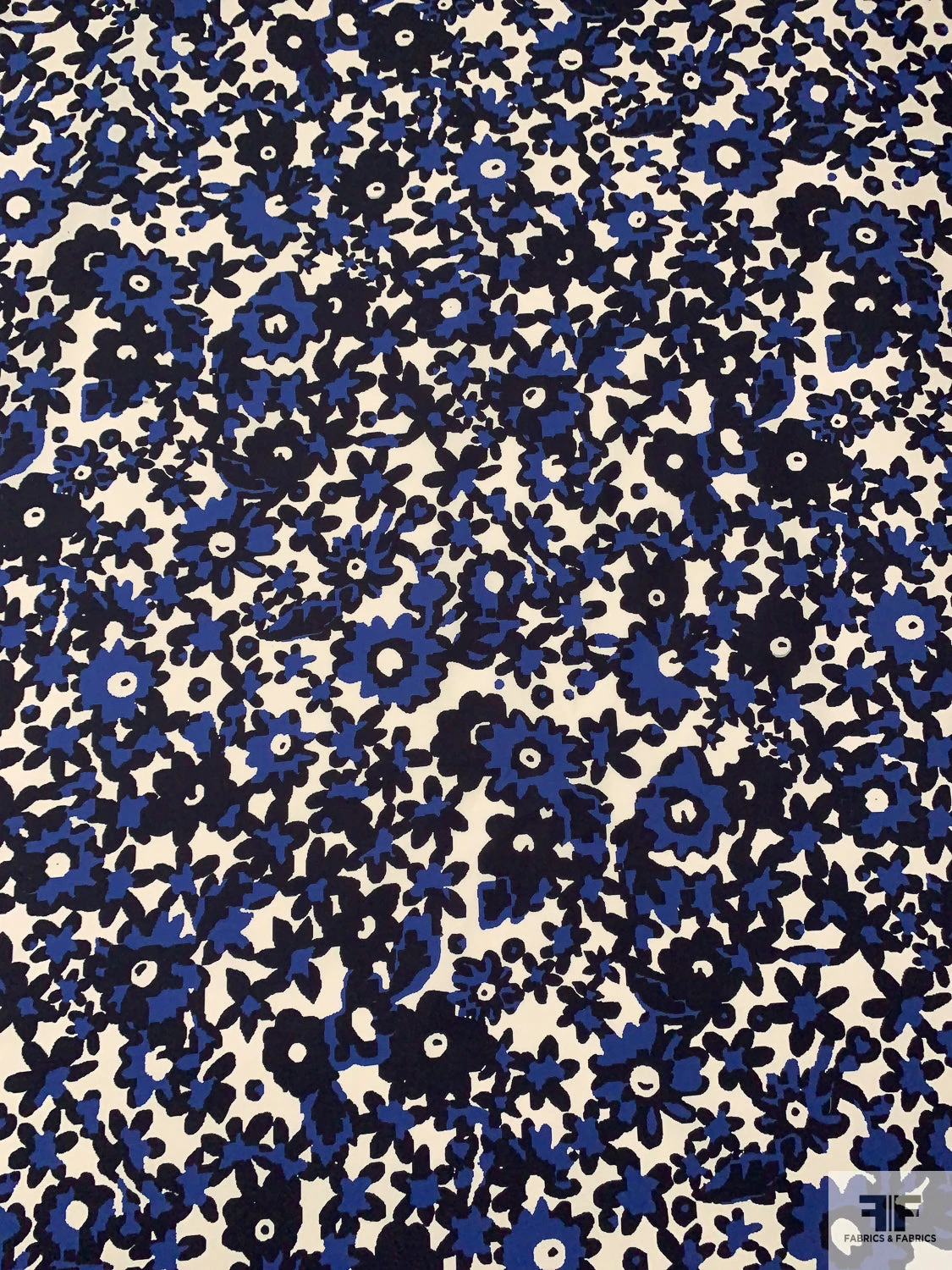 Jovial Floral Printed Cotton Lawn With Fused Back - Navy / Black / Beige-Cream 7 Jovial Floral Printed Cotton Lawn With Fused Back - Navy / Black / Beige-Cream - Image 5