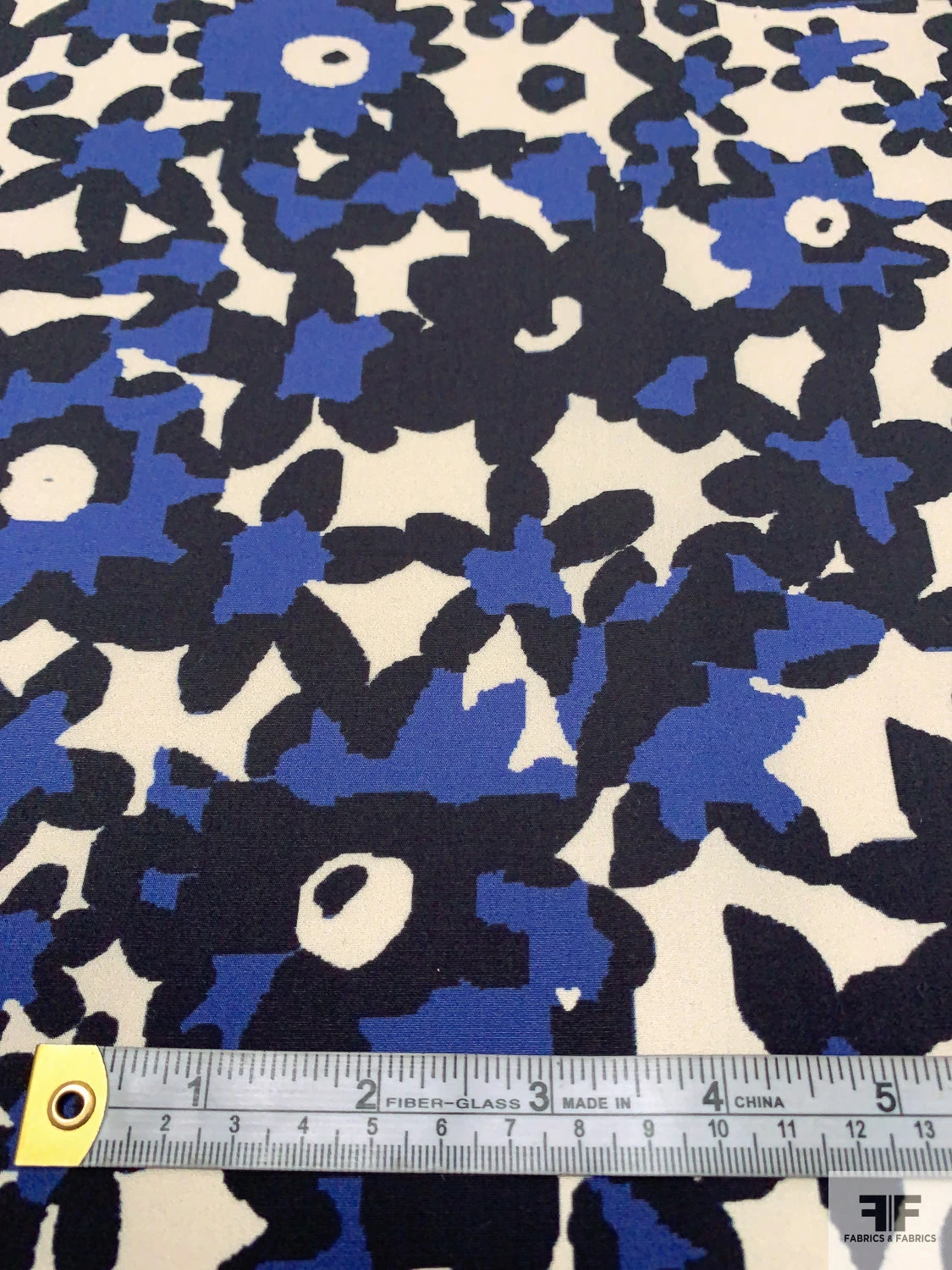 Jovial Floral Printed Cotton Lawn With Fused Back - Navy / Black / Beige-Cream 8 Jovial Floral Printed Cotton Lawn With Fused Back - Navy / Black / Beige-Cream - Image 6