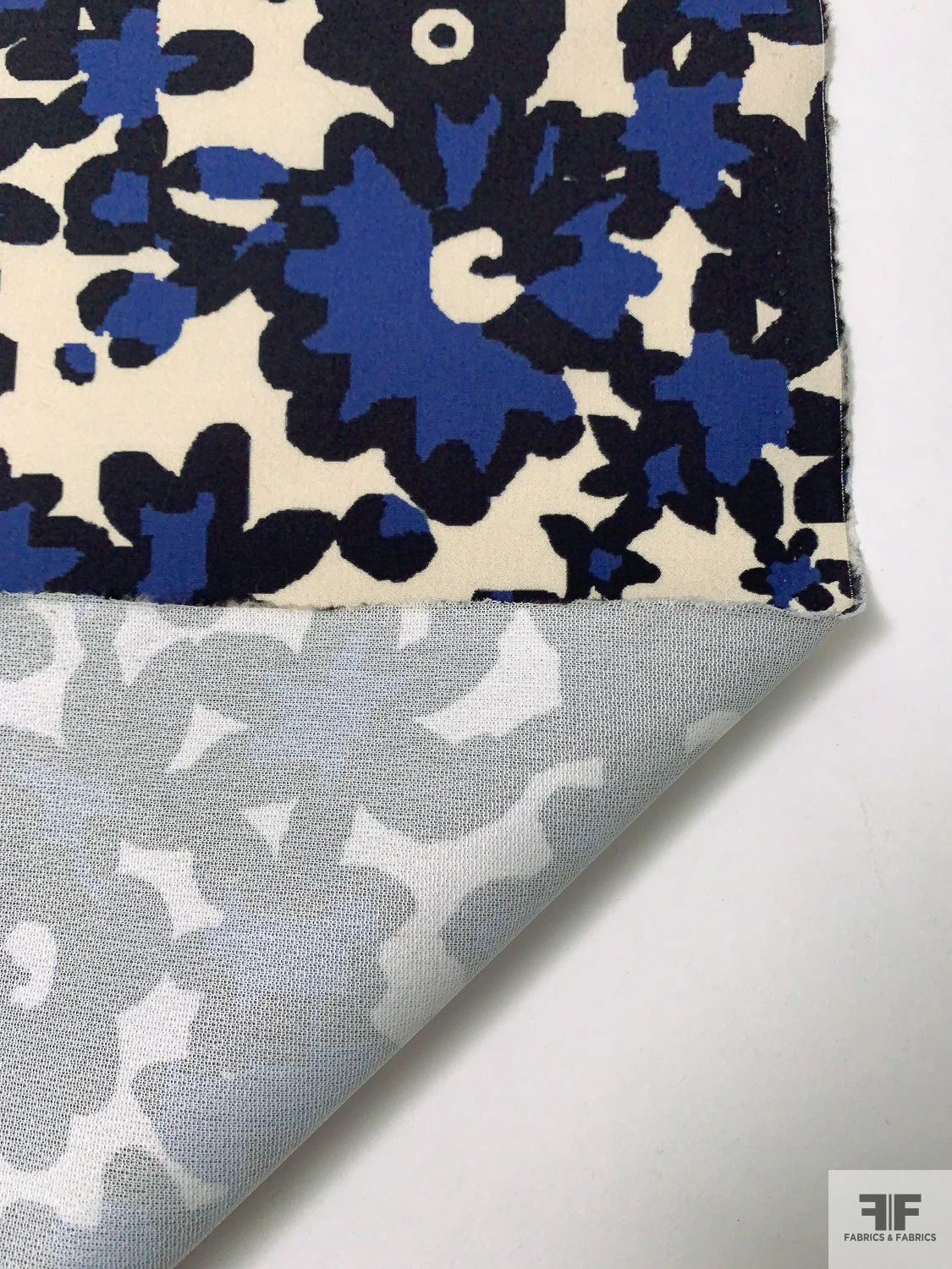 Jovial Floral Printed Cotton Lawn With Fused Back - Navy / Black / Beige-Cream 9 Jovial Floral Printed Cotton Lawn With Fused Back - Navy / Black / Beige-Cream - Image 7