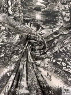 Toile De Jouy Landscape Printed Cotton Lawn - Midnight Brown / White-Beige 13 Toile De Jouy Landscape Printed Cotton Lawn - Midnight Brown / White-Beige -Fabrics And Fabrics Store 20275 2