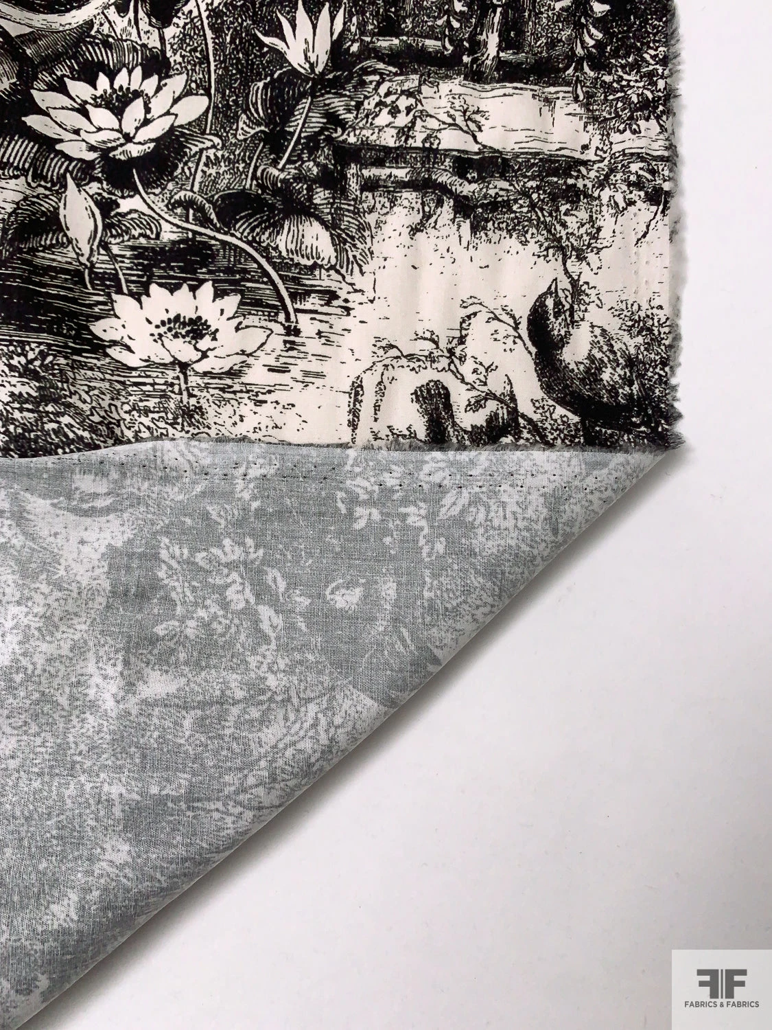 Toile De Jouy Landscape Printed Cotton Lawn - Midnight Brown / White-Beige 10 Toile De Jouy Landscape Printed Cotton Lawn - Midnight Brown / White-Beige - Image 8