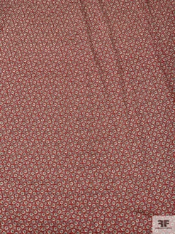 Made In Japan Ditsy Floral Printed Open-Basketweave Cotton - Red / Cream-Beige / Baby Blue -Fabrics And Fabrics Store 20279 3