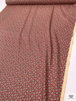 Made In Japan Ditsy Floral Printed Open-Basketweave Cotton - Red / Cream-Beige / Baby Blue -Fabrics And Fabrics Store 20279 7