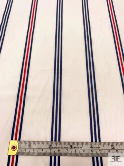 Vertical Striped Printed Cotton Lawn - Off-White / Navy Blue / Red 16 Vertical Striped Printed Cotton Lawn - Off-White / Navy Blue / Red -Fabrics And Fabrics Store 20284 6