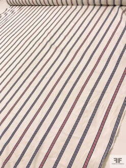 Vertical Striped Printed Cotton Lawn - Off-White / Navy Blue / Red 18 Vertical Striped Printed Cotton Lawn - Off-White / Navy Blue / Red -Fabrics And Fabrics Store 20284 8