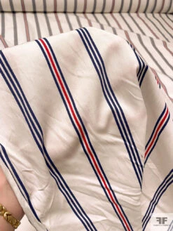 Vertical Striped Printed Cotton Lawn - Off-White / Navy Blue / Red 19 Vertical Striped Printed Cotton Lawn - Off-White / Navy Blue / Red -Fabrics And Fabrics Store 20284 9