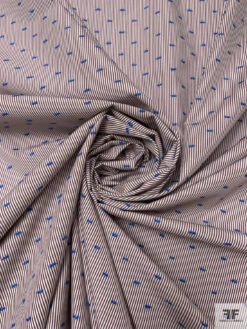 Yarn-Dyed Striped Swiss Dot Cotton Shirting - Brown / White / Blue 13 Yarn-Dyed Striped Swiss Dot Cotton Shirting - Brown / White / Blue -Fabrics And Fabrics Store 20285 2