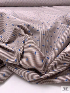 Yarn-Dyed Striped Swiss Dot Cotton Shirting - Brown / White / Blue 19 Yarn-Dyed Striped Swiss Dot Cotton Shirting - Brown / White / Blue -Fabrics And Fabrics Store 20285 9