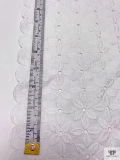 Double-Scalloped Floral Embroidered Cotton Eyelet - White 15 Double-Scalloped Floral Embroidered Cotton Eyelet - White -Fabrics And Fabrics Store 20289 5
