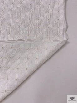 Double-Scalloped Floral Embroidered Cotton Eyelet - White 16 Double-Scalloped Floral Embroidered Cotton Eyelet - White -Fabrics And Fabrics Store 20289 6