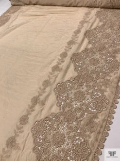 Embroidered Silk-Cotton Voile With Lace Borders - Nude