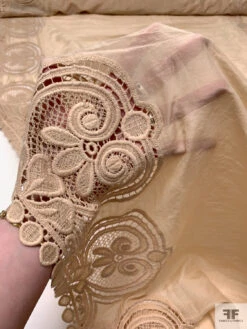 Embroidered Silk-Cotton Voile With Lace Borders - Nude 23 Embroidered Silk-Cotton Voile With Lace Borders - Nude -Fabrics And Fabrics Store 20290 11