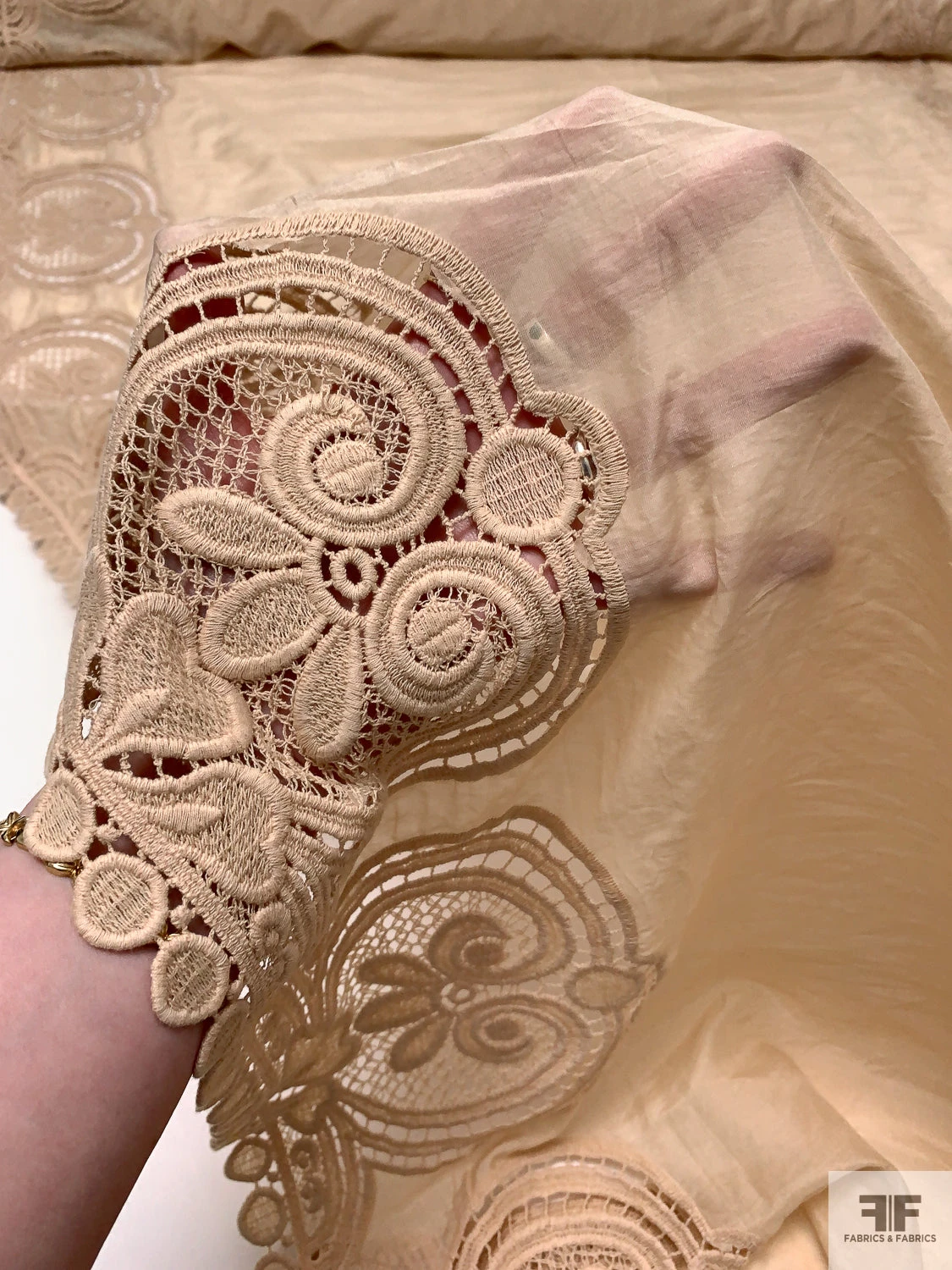 Embroidered Silk-Cotton Voile With Lace Borders - Nude 13 Embroidered Silk-Cotton Voile With Lace Borders - Nude - Image 11