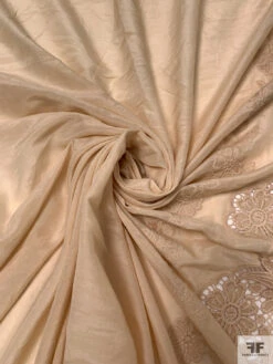 Embroidered Silk-Cotton Voile With Lace Borders - Nude 15 Embroidered Silk-Cotton Voile With Lace Borders - Nude -Fabrics And Fabrics Store 20290 2