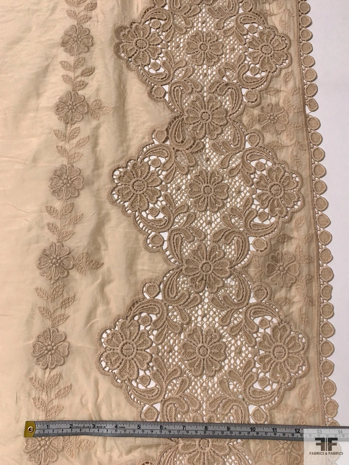 Embroidered Silk-Cotton Voile With Lace Borders - Nude 7 Embroidered Silk-Cotton Voile With Lace Borders - Nude - Image 5
