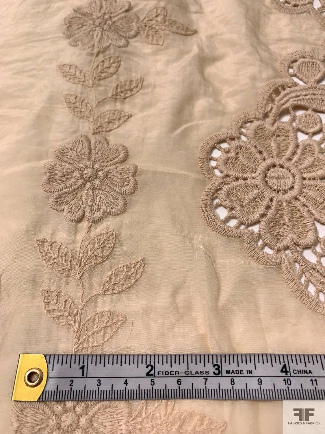 Embroidered Silk-Cotton Voile With Lace Borders - Nude 8 Embroidered Silk-Cotton Voile With Lace Borders - Nude - Image 6