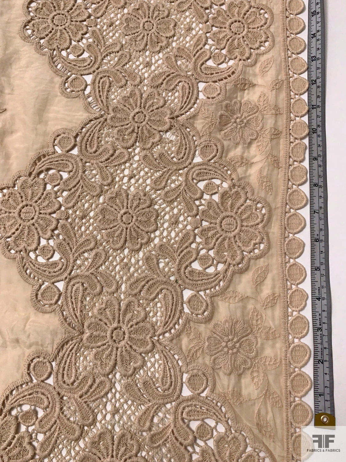 Embroidered Silk-Cotton Voile With Lace Borders - Nude 10 Embroidered Silk-Cotton Voile With Lace Borders - Nude - Image 8