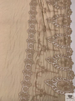 Embroidered Silk-Cotton Voile With Lace Border - Nude -Fabrics And Fabrics Store 20291 3