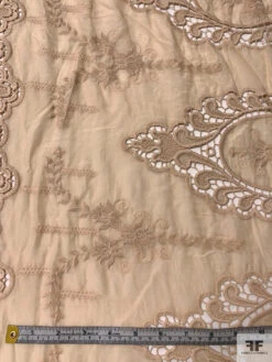 Embroidered Silk-Cotton Voile With Lace Border - Nude -Fabrics And Fabrics Store 20291 7