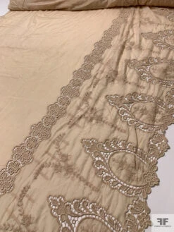 Embroidered Silk-Cotton Voile With Lace Border - Nude