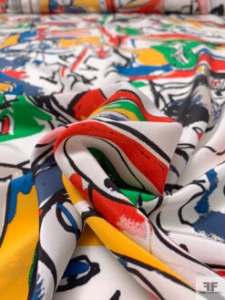 Abstract Graffiti Printed Silk Crepe De Chine - Multicolor -Fabrics And Fabrics Store 20426 4