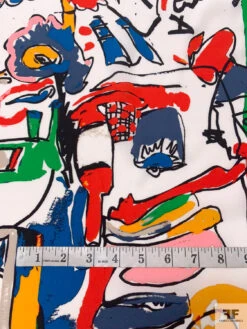 Abstract Graffiti Printed Silk Crepe De Chine - Multicolor -Fabrics And Fabrics Store 20426 6