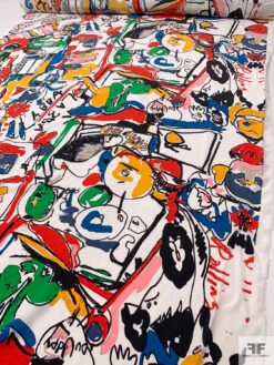 Abstract Graffiti Printed Silk Crepe De Chine - Multicolor -Fabrics And Fabrics Store 20426 7