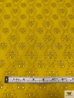 Floral Spiral Embroidered Eyelet Light Cotton Lawn - Mustard Yellow 17 Floral Spiral Embroidered Eyelet Light Cotton Lawn - Mustard Yellow -Fabrics And Fabrics Store 20432 6