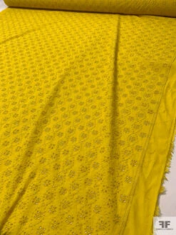 Floral Spiral Embroidered Eyelet Light Cotton Lawn - Mustard Yellow 18 Floral Spiral Embroidered Eyelet Light Cotton Lawn - Mustard Yellow -Fabrics And Fabrics Store 20432 7