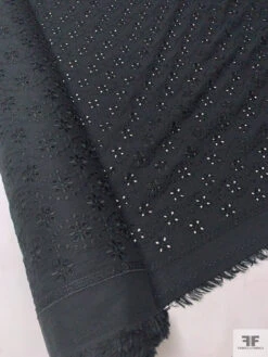 Floral Spiral Embroidered Eyelet Light Cotton Lawn - Black 19 Floral Spiral Embroidered Eyelet Light Cotton Lawn - Black -Fabrics And Fabrics Store 20433 9