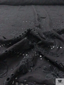 3D Appliquéd Ladybugs And Floral Embroidered Eyelet Cotton Lawn - Black 16 3D Appliquéd Ladybugs And Floral Embroidered Eyelet Cotton Lawn - Black -Fabrics And Fabrics Store 20434 4