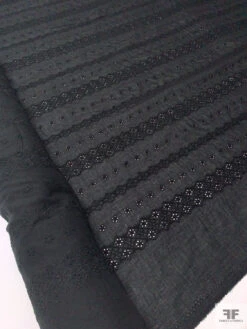 Geo-Striped Motif Embroidered Eyelet Cotton Voile - Black 19 Geo-Striped Motif Embroidered Eyelet Cotton Voile - Black -Fabrics And Fabrics Store 20435 10