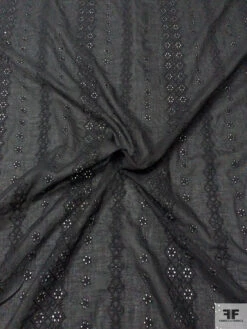 Geo-Striped Motif Embroidered Eyelet Cotton Voile - Black 14 Geo-Striped Motif Embroidered Eyelet Cotton Voile - Black -Fabrics And Fabrics Store 20435 3