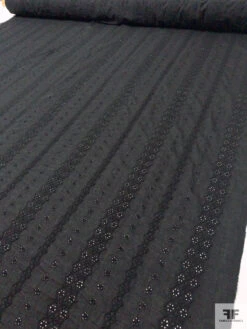 Geo-Striped Motif Embroidered Eyelet Cotton Voile - Black 17 Geo-Striped Motif Embroidered Eyelet Cotton Voile - Black -Fabrics And Fabrics Store 20435 7