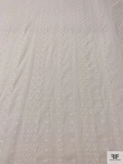 Geo-Striped Motif Embroidered Eyelet Cotton Voile - White 14 Geo-Striped Motif Embroidered Eyelet Cotton Voile - White -Fabrics And Fabrics Store 20436 1