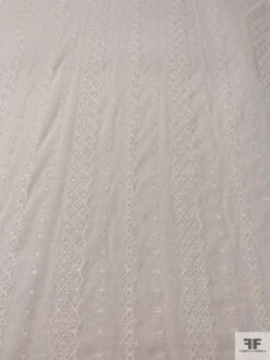 Geo-Striped Motif Embroidered Eyelet Cotton Voile - White 13 Geo-Striped Motif Embroidered Eyelet Cotton Voile - White -Fabrics And Fabrics Store 20436 2
