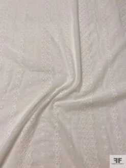 Geo-Striped Motif Embroidered Eyelet Cotton Voile - White 15 Geo-Striped Motif Embroidered Eyelet Cotton Voile - White -Fabrics And Fabrics Store 20436 3