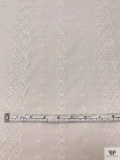 Geo-Striped Motif Embroidered Eyelet Cotton Voile - White 17 Geo-Striped Motif Embroidered Eyelet Cotton Voile - White -Fabrics And Fabrics Store 20436 6