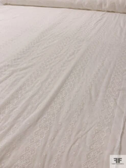 Geo-Striped Motif Embroidered Eyelet Cotton Voile - White 18 Geo-Striped Motif Embroidered Eyelet Cotton Voile - White -Fabrics And Fabrics Store 20436 7