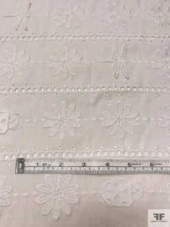 3D Appliquéd Ladybugs And Floral Embroidered Eyelet Heavy Cotton Voile - White -Fabrics And Fabrics Store 20437 4