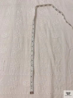 3D Appliquéd Ladybugs And Floral Embroidered Eyelet Heavy Cotton Voile - White -Fabrics And Fabrics Store 20437 5