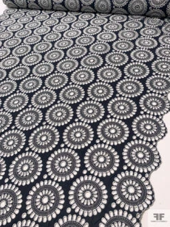 Floral Medallions Embroidered Eyelet Heavy Cotton Voile - Navy / White 18 Floral Medallions Embroidered Eyelet Heavy Cotton Voile - Navy / White -Fabrics And Fabrics Store 20438 6