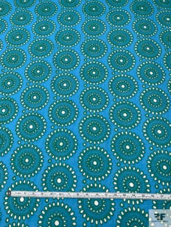 Floral Medallions Embroidered Eyelet Heavy Cotton Voile - Turquoise / Green 18 Floral Medallions Embroidered Eyelet Heavy Cotton Voile - Turquoise / Green -Fabrics And Fabrics Store 20439 5