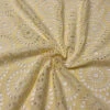 Floral Medallions Embroidered Eyelet Heavy Cotton Voile - Pale Yellow / White