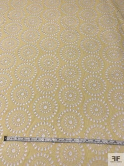 Floral Medallions Embroidered Eyelet Heavy Cotton Voile - Pale Yellow / White 16 Floral Medallions Embroidered Eyelet Heavy Cotton Voile - Pale Yellow / White -Fabrics And Fabrics Store 20440 5