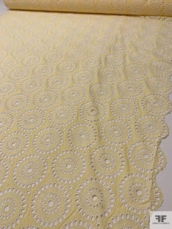 Floral Medallions Embroidered Eyelet Heavy Cotton Voile - Pale Yellow / White 18 Floral Medallions Embroidered Eyelet Heavy Cotton Voile - Pale Yellow / White -Fabrics And Fabrics Store 20440 7