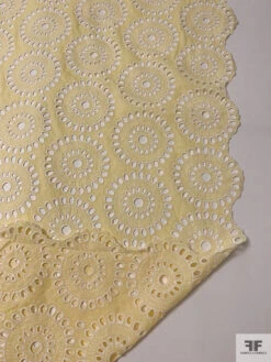 Floral Medallions Embroidered Eyelet Heavy Cotton Voile - Pale Yellow / White 19 Floral Medallions Embroidered Eyelet Heavy Cotton Voile - Pale Yellow / White -Fabrics And Fabrics Store 20440 8