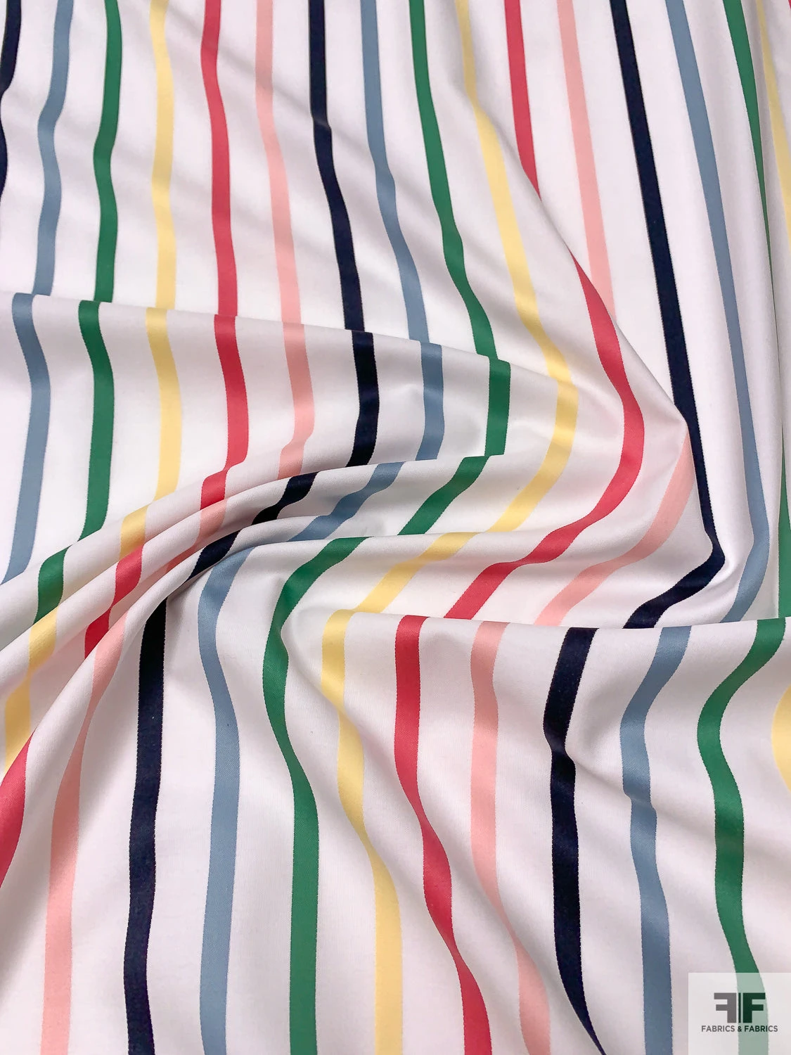 Yarn-Dyed Satin Striped Cotton Shirting - White / Multicolor 5 Yarn-Dyed Satin Striped Cotton Shirting - White / Multicolor - Image 3