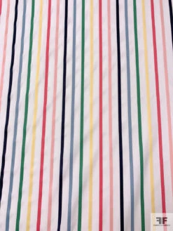 Yarn-Dyed Satin Striped Cotton Shirting - White / Multicolor 14 Yarn-Dyed Satin Striped Cotton Shirting - White / Multicolor -Fabrics And Fabrics Store 20450 4