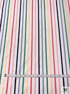Yarn-Dyed Satin Striped Cotton Shirting - White / Multicolor 15 Yarn-Dyed Satin Striped Cotton Shirting - White / Multicolor -Fabrics And Fabrics Store 20450 5